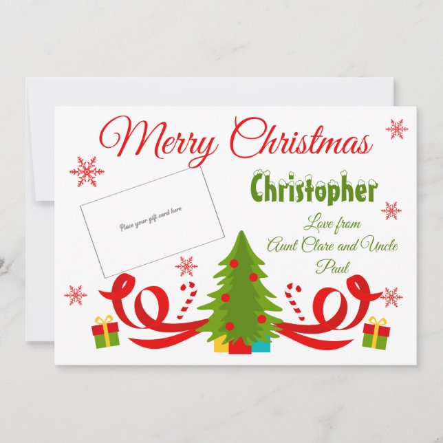 Titular de Tarjeta de Regalo de Árbol de Navidad T (Anverso)