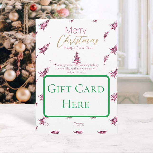 Titular para Tarjeta de Regalo de Árbol de Navidad (Red Green Pagoda Christmas Tree Gift Card Holder)