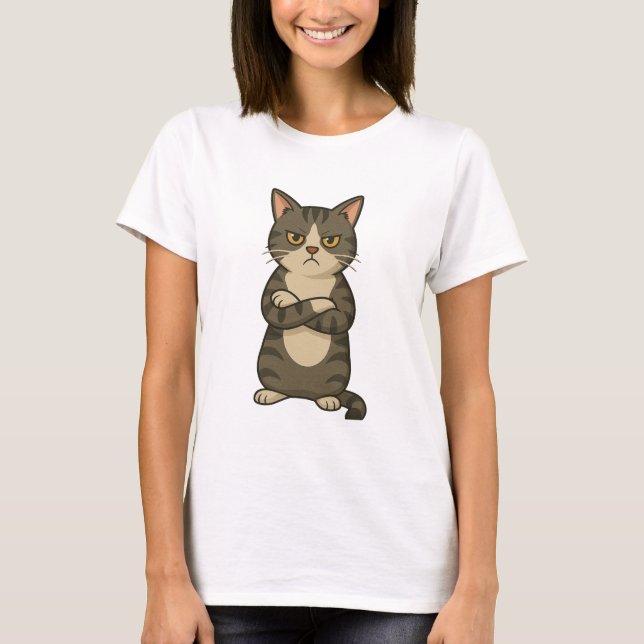 Título: Actitud de Gato Gruñón - Camiseta de Dibuj (Anverso)