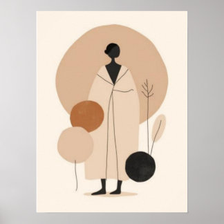 Título: Arte de pared de mujer minimalista con abr