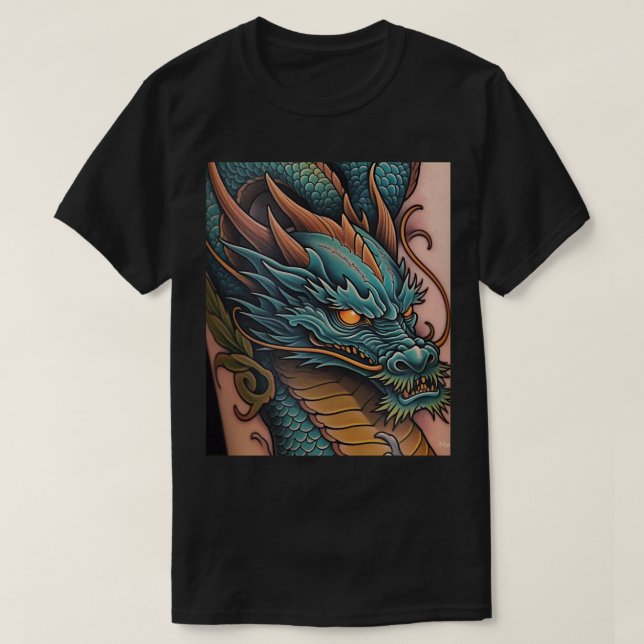 Título: Audaz Dragón Gráfica camiseta negra mascul (Diseño del anverso)