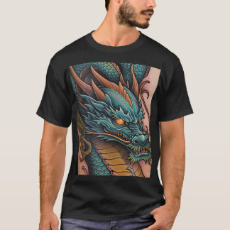 Título: Audaz Dragón Gráfica camiseta negra mascul