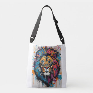 Título Colorida Bolsa Cruzada Leão Grafite Abstrat