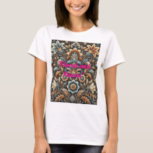 Título: Coloridas camisetas de arte folclórico flo