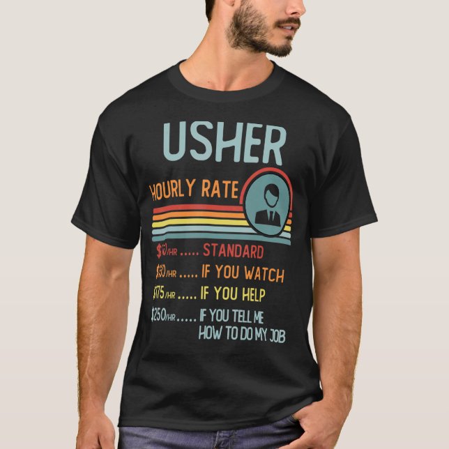 Título de trabajo retro de camiseta Usher Hourrate (Anverso)