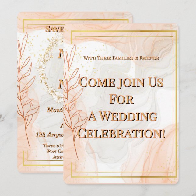 Título: Invitación de Boda Personalizada Elegante  (Anverso / Reverso)