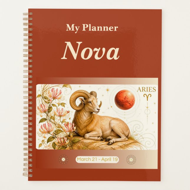 título: Planificador Personalizado de Aries Zodiac (Anverso)