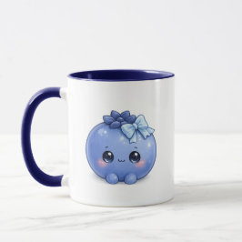 Título: Taza de café de arándano kawaii linda