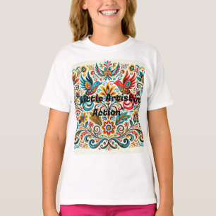 Título: Vibrante camiseta con patrón floral de art