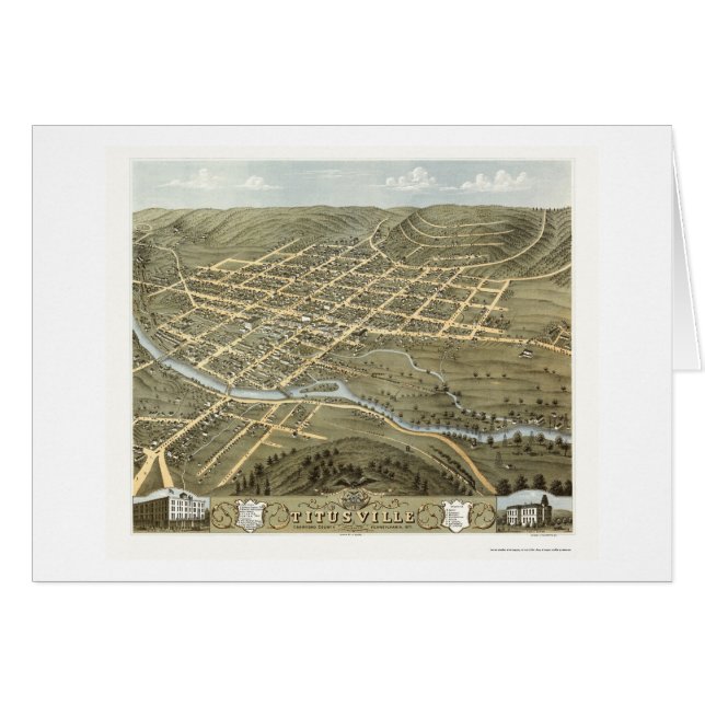 Titusville, mapa panorámico del PA - 1871 (Anverso (Horizontal))