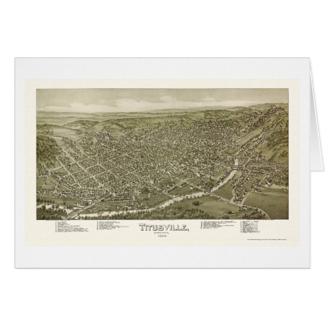 Titusville, mapa panorámico del PA - 1895 (Anverso (Horizontal))