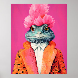 Toad in Funky Demuestra Arte De Moda Animal Rosa