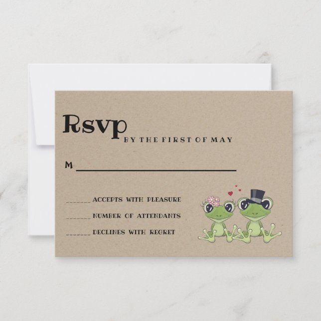 ©Toadally in Love Frog Couple Rustic Wedding RSVP (Anverso)