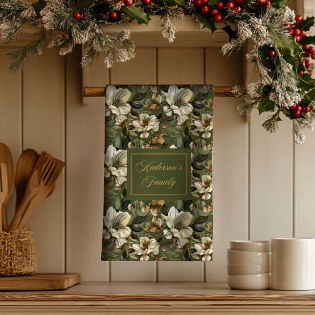 Toalla Acentuada Personalizada Shabby Chic Verde S (Shabby Chic Personalized Sage Green Towel Accent)