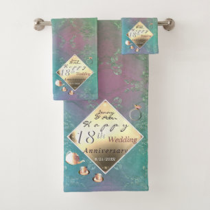 Toalla Acquamarina del 18° Aniversario del Boda
