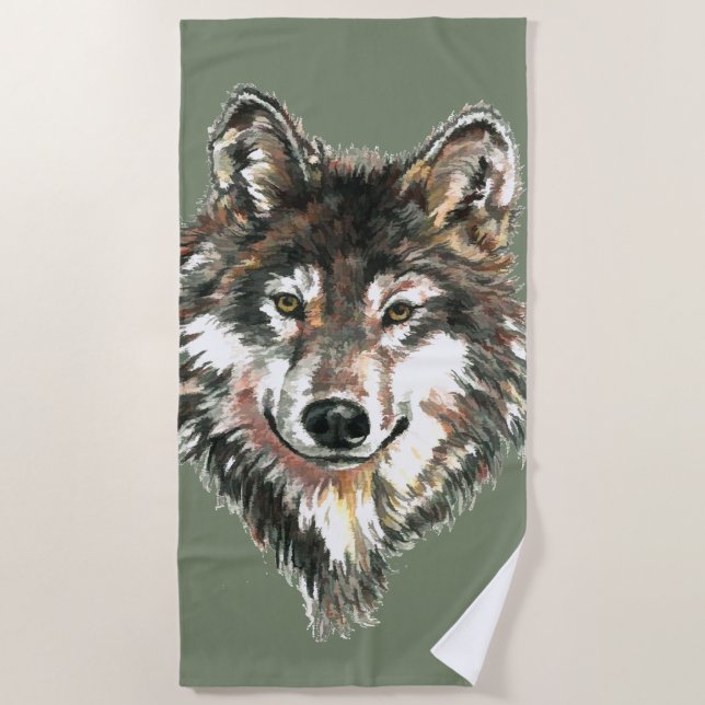 Toalla acuática de arte de la naturaleza de Wolf (Anverso)