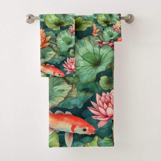 Toalla acuática Koi & Water Lilies Set (In situ)
