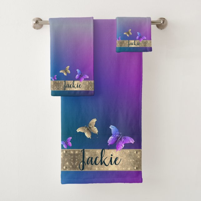 Toalla azul mariposa (In situ)