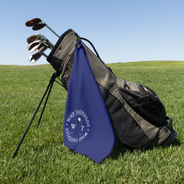 Toalla azul monograma simple para un jugador de go (Verde)