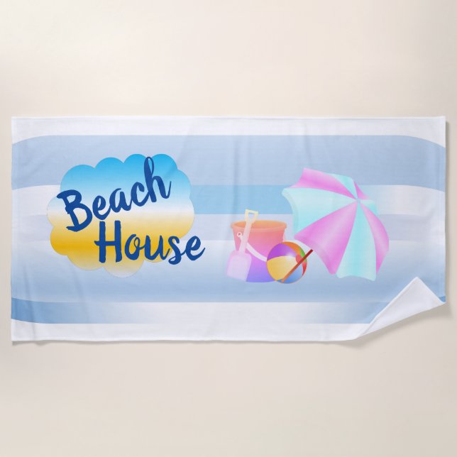 Toalla azul y rosa de la casa de la playa (Anverso)