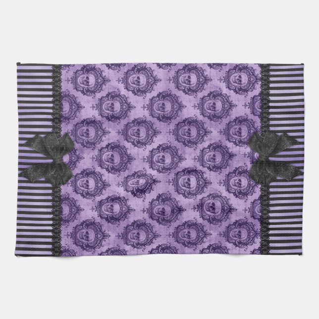 Toalla barroca gótica de los cráneos de Halloween (Horizontal)