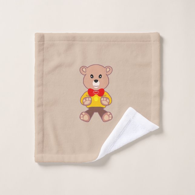 Toalla Beige Cute Bowtie Teddy Bear (Toallita)