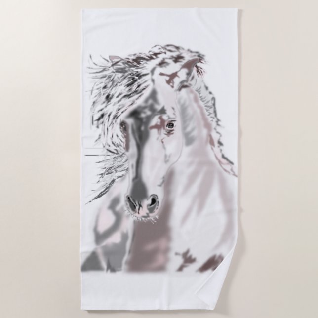 Toalla blanca de playa para caballos (Anverso)