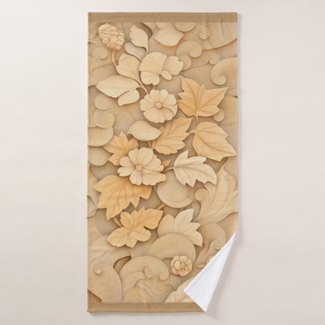 Toalla botánica en tonos neutros cálidos (Toalla de baño)