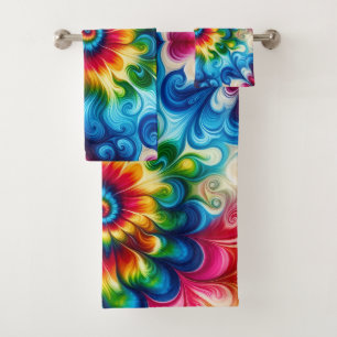 Toalla con estampado de arcoíris psicodélico