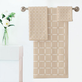 Toalla con Estampado de Cuadro Beige