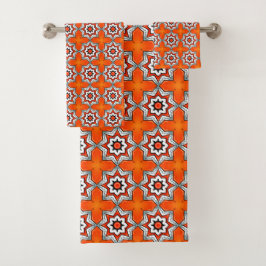 Toalla con estampado geométrico mandala naranja y 