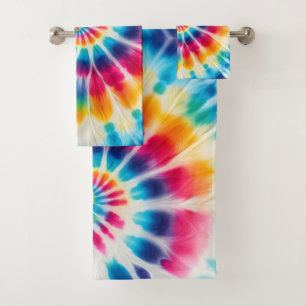 Toalla con estampado tie dye arcoíris psicodélico