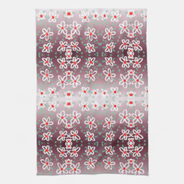 Toalla con flores de rojo y ciruela