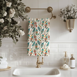 Toalla con Motivo de Pluma Acento de Baño Tribal R