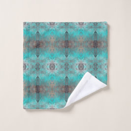 Toalla con patrón geométrico Aqua y Gris