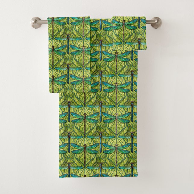Toalla con un patrón vibrante de verde y azul (Subido por el creador)
