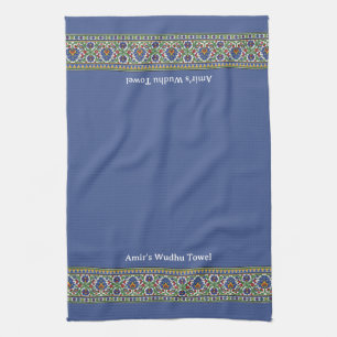 Toalla de ablución floral turca personalizada azul