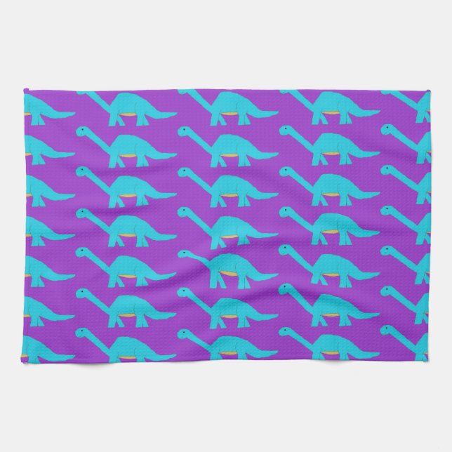 Toalla de Apatosaurus Azul. (Horizontal)