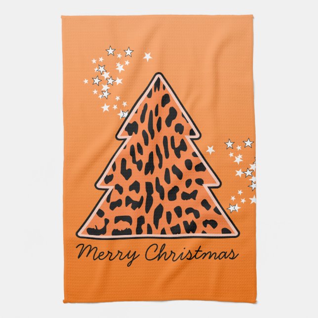 Toalla de árbol de Navidad Leopard cheetah (Vertical)