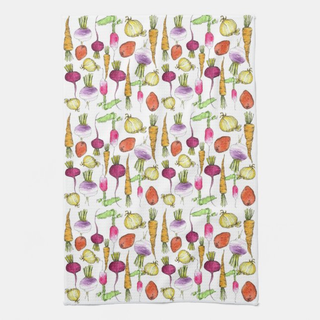 Toalla de arte de raiz de remolacha con trazos veg (Vertical)