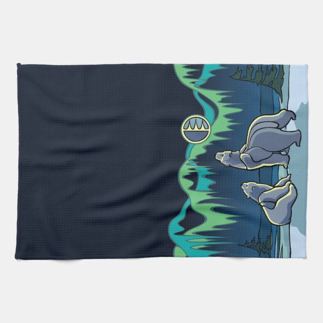 Toalla de arte del oso nativo Toalla de té del oso (Horizontal)