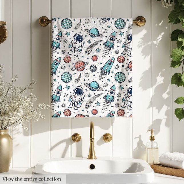 Toalla de aventura de cohete regalo para decoració (Rocket Adventure Towel Gift for Boy Room Decor)