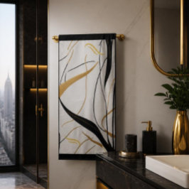 Toalla de baño abstracta negra y dorada de línea m