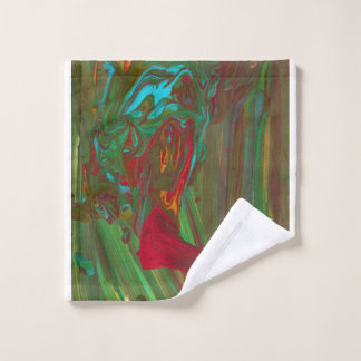 Toalla de baño abstracta roja verde negrita De Tra