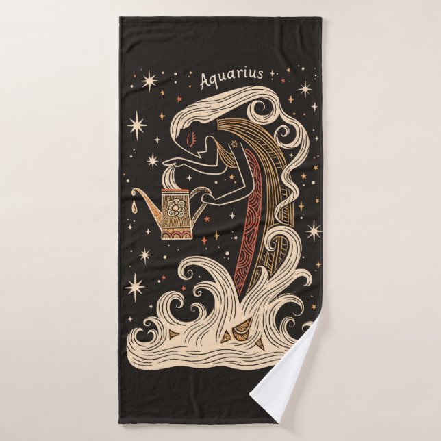 Toalla de baño Aquarius Celestial Zodiac Art (Toalla de baño)
