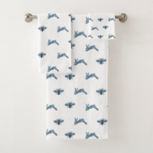 Toalla de baño azul blanco conejita