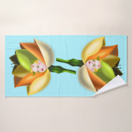 Toalla de baño azul de la chica flor - Personaliza