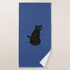 Toalla de baño azul para gato negro - Elegir color