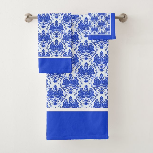 Toalla De Baño Azul Y Blanco Del País Francés (In situ)