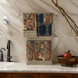 Toalla de baño beige de oro negro de encaje griego